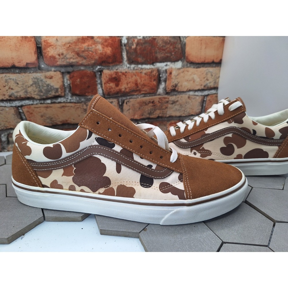 Vans Old Skool Brown Cow Camo Suede Skate Shoes Men's Size 11.5 Animal Print New